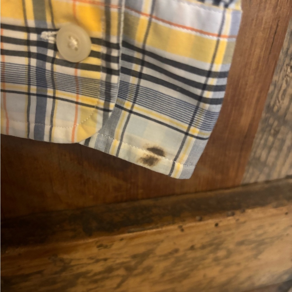 Brooks Brothers Yellow and Blue Checkered Men's Shirt - size Medium - Picture 7 of 8